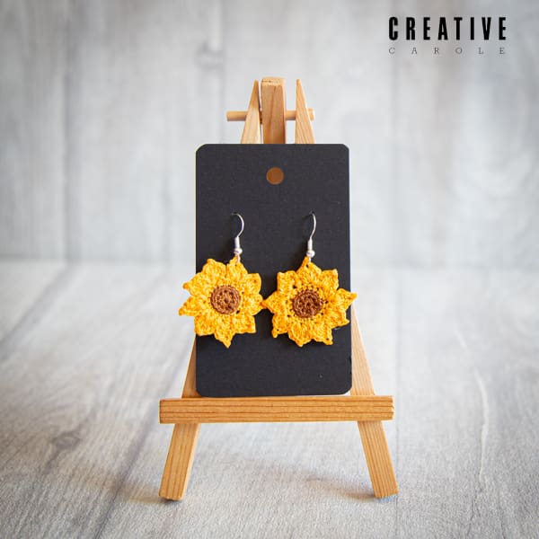Handmade micro crochet earrings sunflower earrings