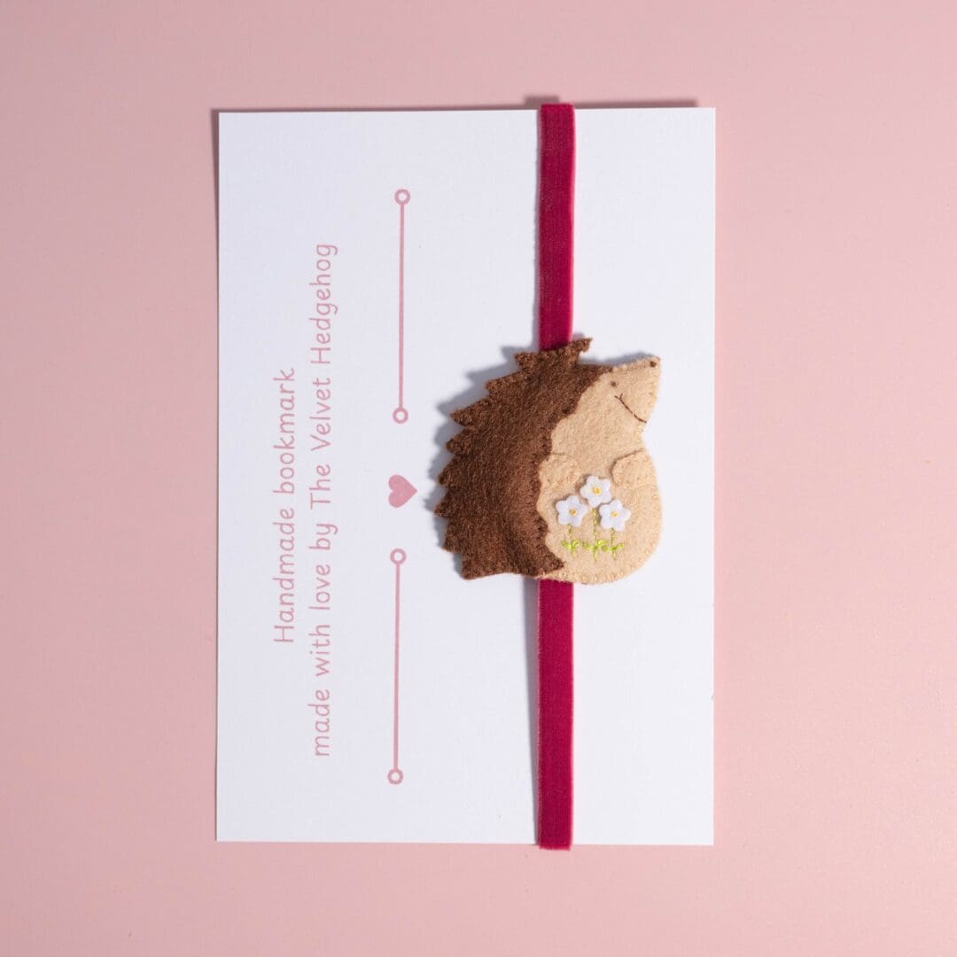 Your hedgehog bookmark will arrive on a presentation card