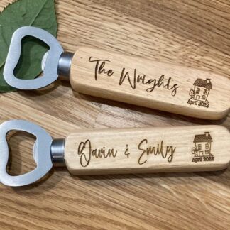 Personalised Wooden Bottle Opener: Engraved New Home Gift