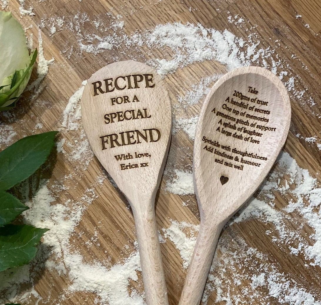 Personalized Wooden Spoon, Recipe For A Special Friend, friendship group