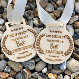 Engraved Wooden Teacher Medal: Personalised Thank You Gift