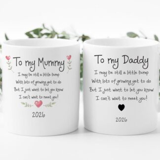 Expecting Parents Mug Set – To Mummy & Daddy, Bump Gift, baby shower gift, baby due 2026, new mummy, new daddy, parents to be