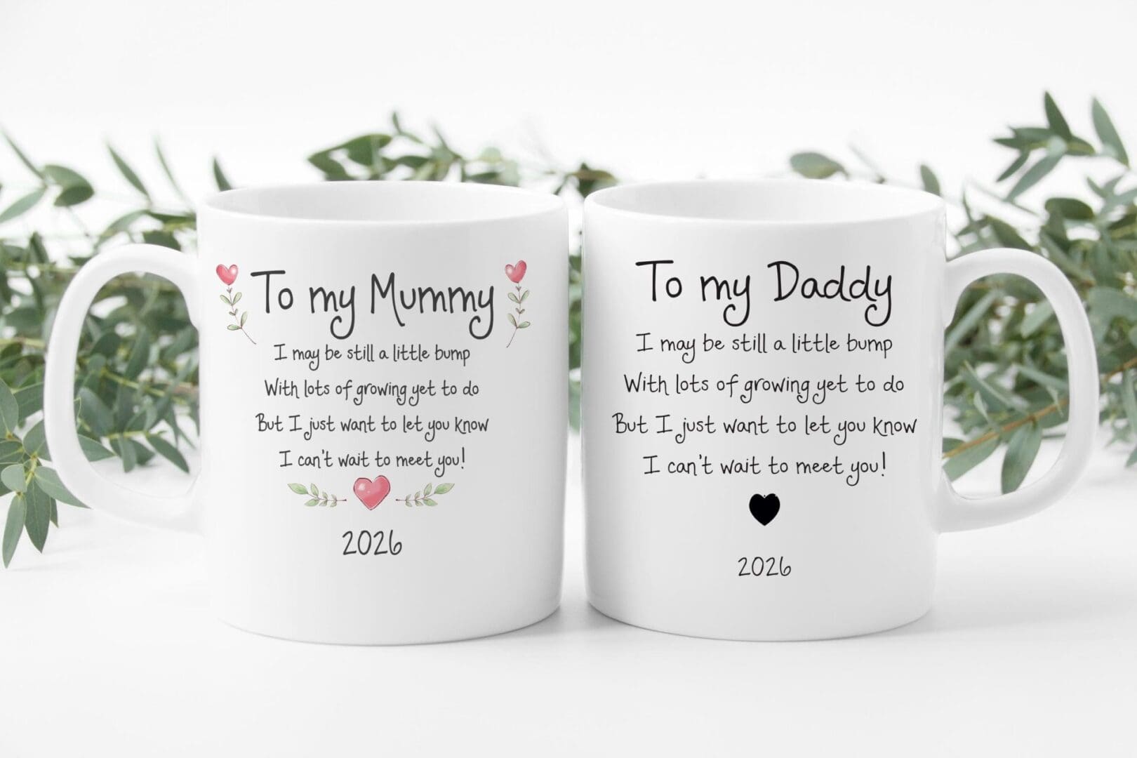 Expecting Parents Mug Set – To Mummy & Daddy, Bump Gift, baby shower gift, baby due 2026, new mummy, new daddy, parents to be