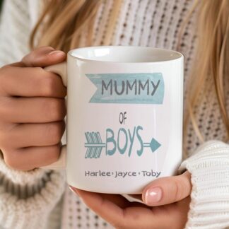 Personalized Mummy of Boys Mug - Custom Names Coffee Cup, Mother's Day Gift, boy mum