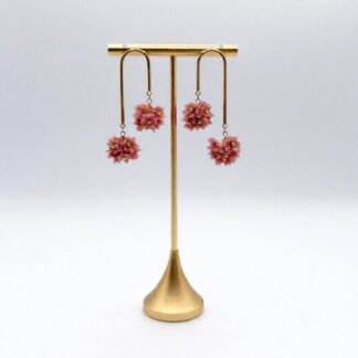 Mirelle | Hand-Sculpted Mauve Floral Cluster Arch Earrings