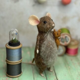 Little Welsh Mice – Cariad - Handmade Needle-Felted Mouse with Welsh Name Tag