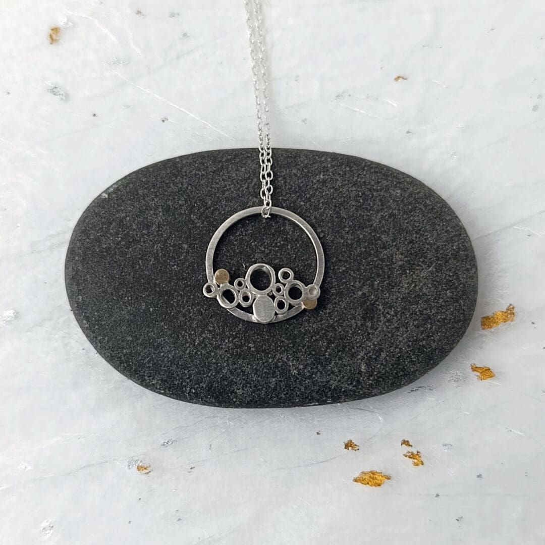Sterling Silver Wire Circle Cluster Pendant - Image 2