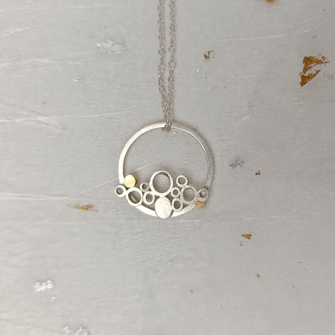 Sterling Silver Wire Circle Cluster Pendant - Image 3