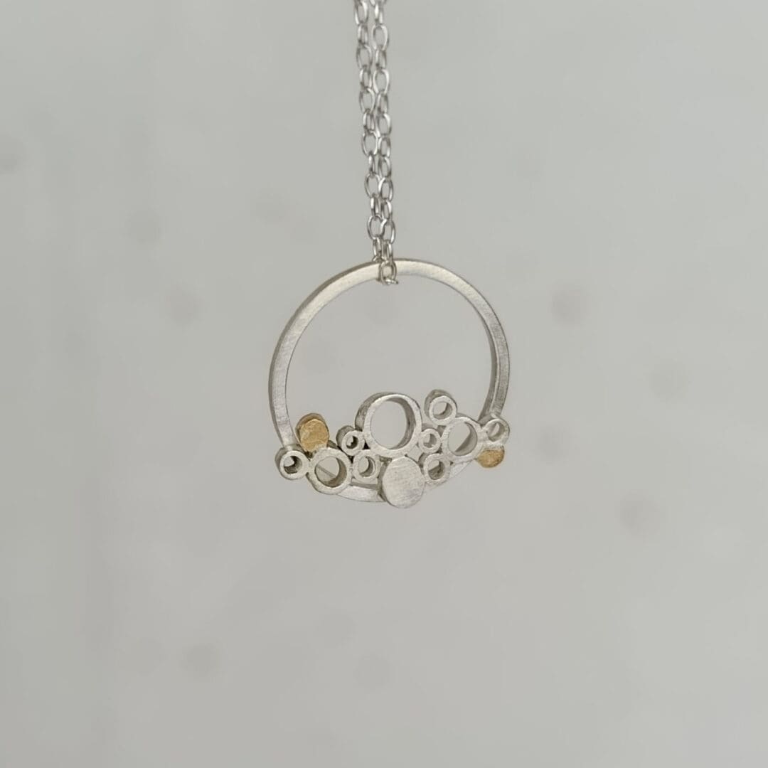 Sterling Silver Wire Circle Cluster Pendant - Image 4