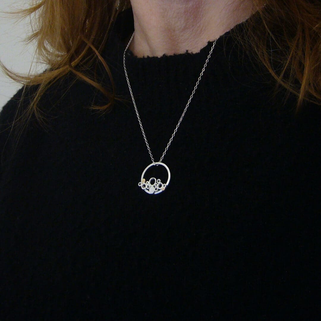 Sterling Silver Wire Circle Cluster Pendant - Image 6