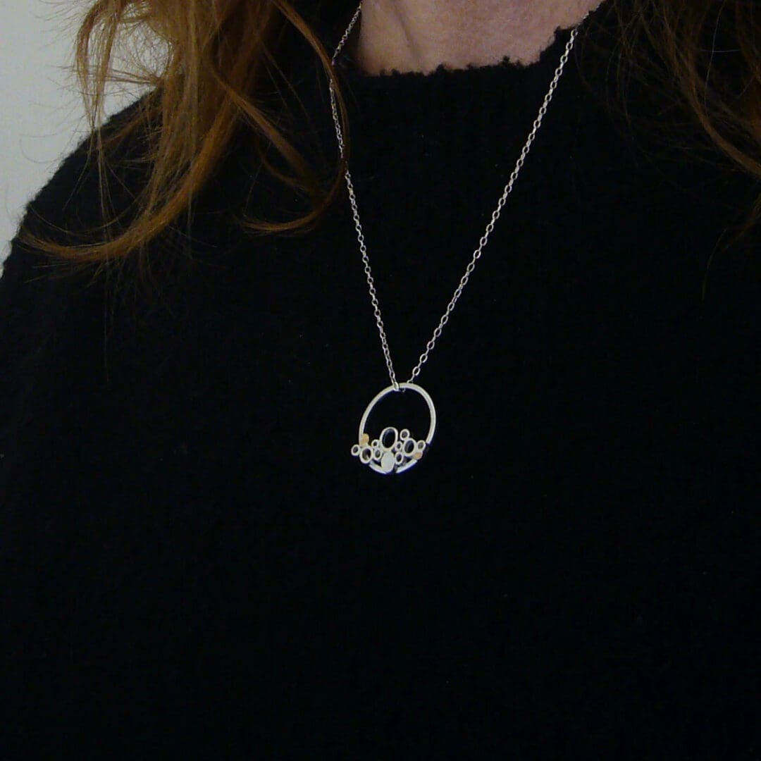 Sterling Silver Wire Circle Cluster Pendant - Image 7