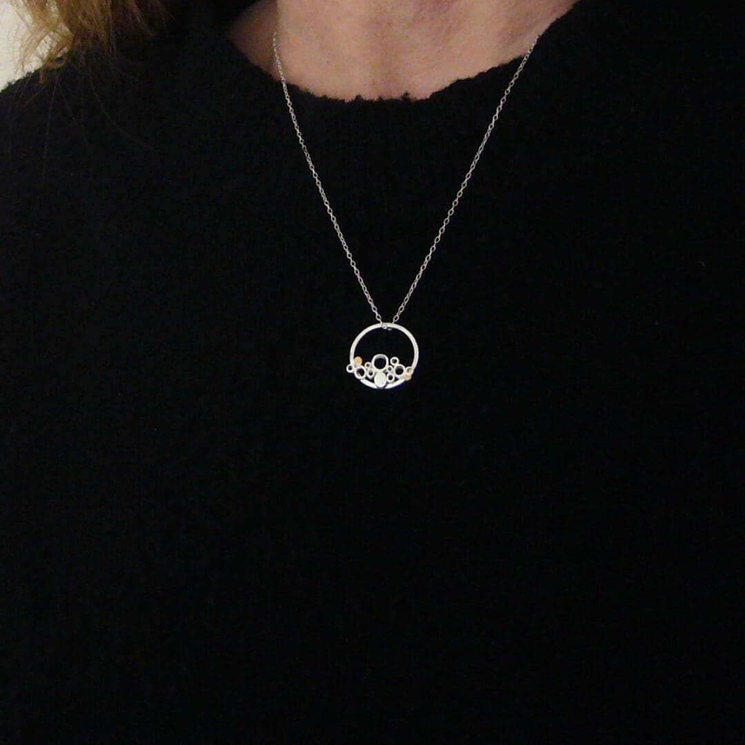 Sterling Silver Wire Circle Cluster Pendant - Image 8