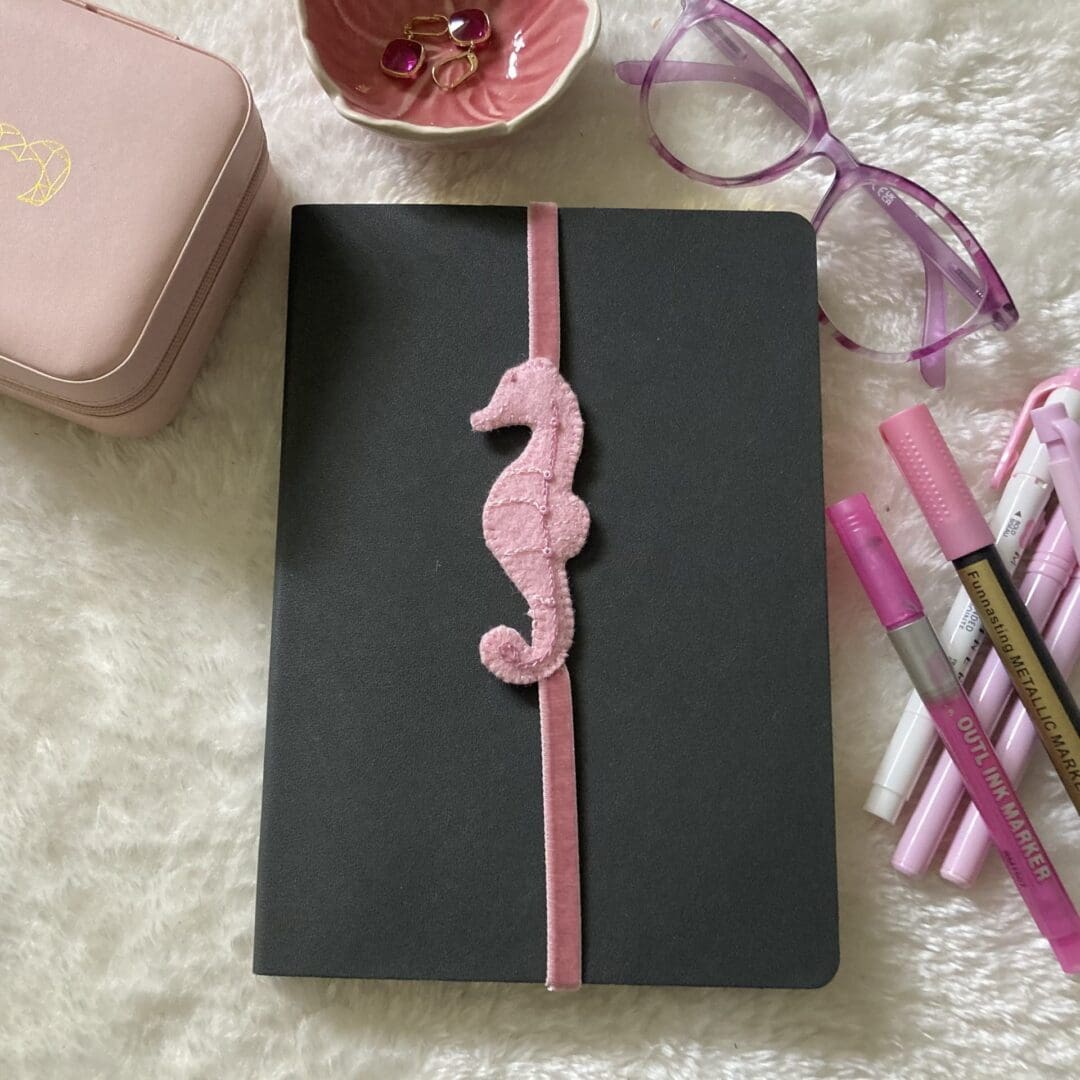 The seahorse bookmark looks great on the front of a notebook or diary