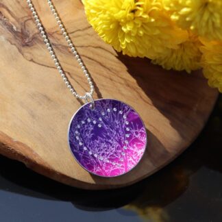 Anodised aluminium sparkle effect ‘HEART’ pendant with a sterling silver chain
