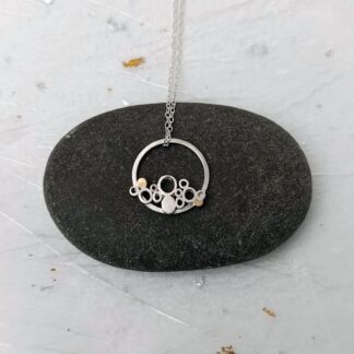 recycled sterling silver circle cluster pendant