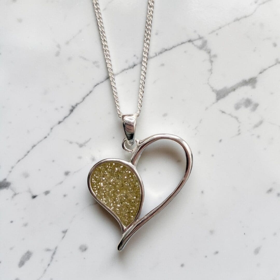 Sterling Silver and Gold Resin Heart Pendant - Image 2