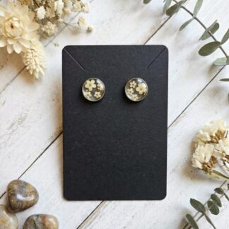 Pale Yellow Flower Detailed Stud Earrings
