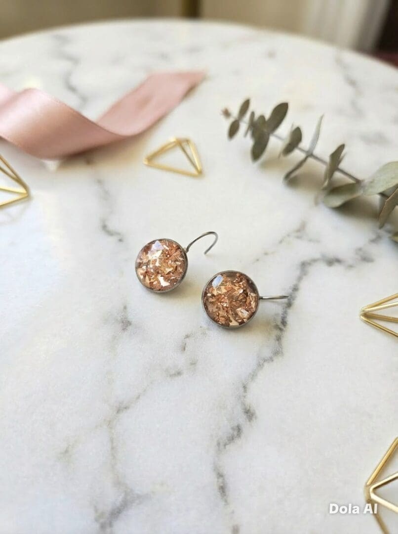 Crushed Pink Glass Against a Mirror Background. Leverback Earrings - Image 6