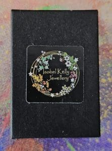 Black box with logo label, Isobel Kelly Jewellery
