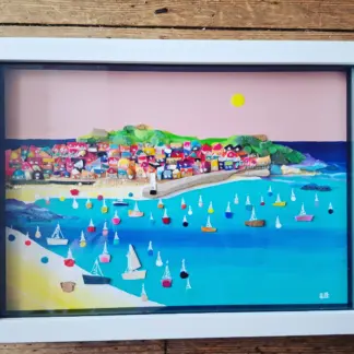 Beach clean art - coastal wall art made from sea glass pottery and rubbish (St Ives)