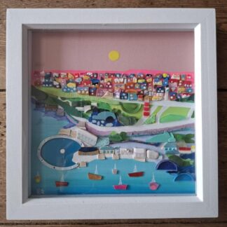 Beach clean art - coastal wall art made from sea glass pottery and rubbish (Plymouth Hoe)