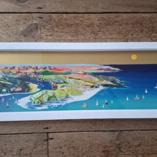 Beach clean art - coastal wall art made from sea glass pottery and rubbish (Bantham)