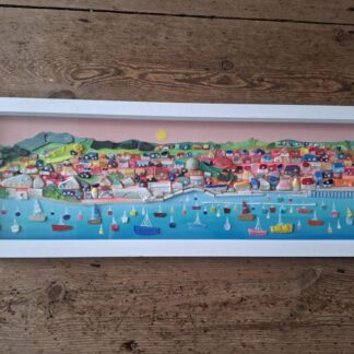 Beach clean art - coastal wall art made from sea glass pottery and rubbish (Salcombe)