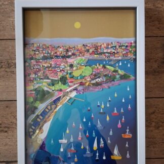 Beach clean art - coastal wall art made from sea glass pottery and rubbish (Firestyone Bay Plymouth)