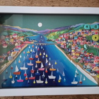 Beach clean art - coastal wall art made from sea glass pottery and rubbish (Looe)