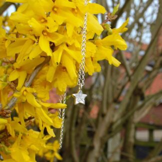 Handmade sterling silver star pendant held on oval linked belcher chain