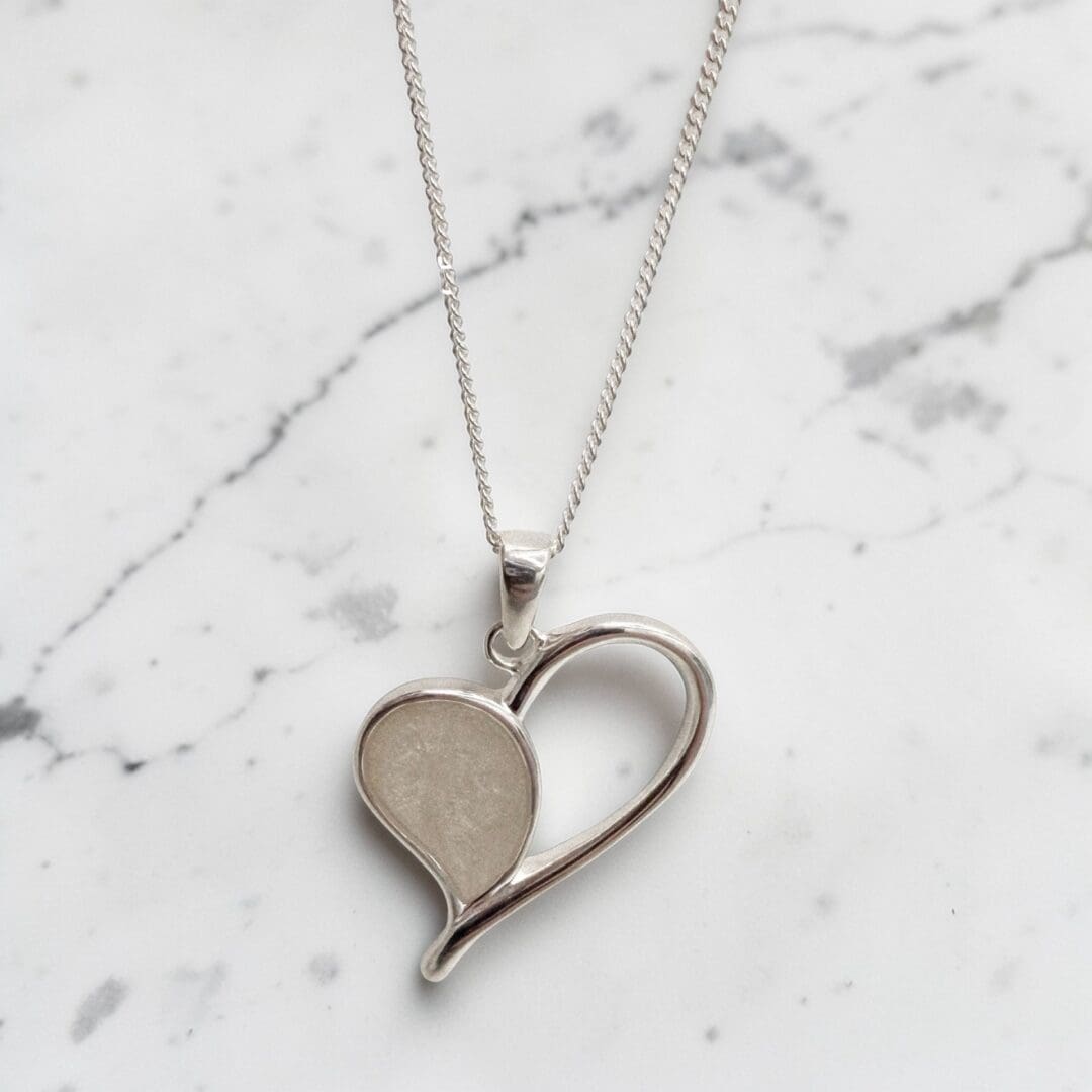 Sterling Silver and Pearl White Resin Heart Pendant - Image 2