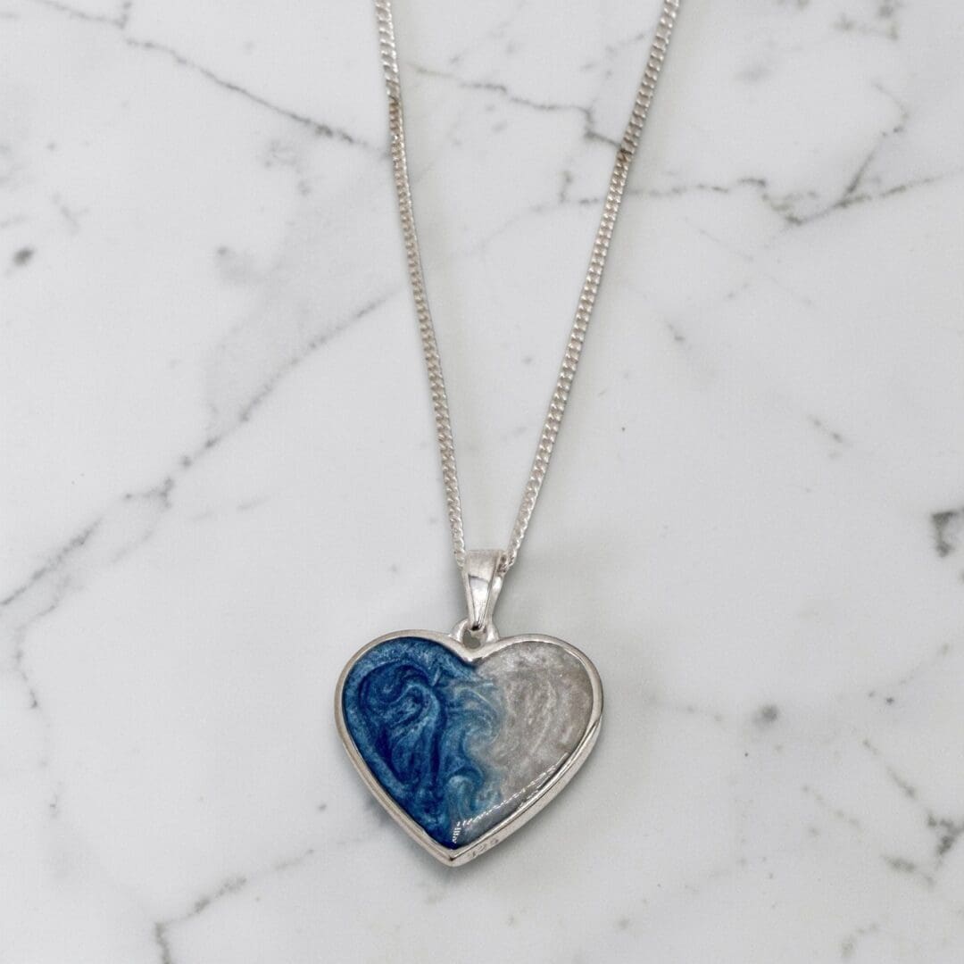 Sterling Silver Ocean Heart Pendant Necklace - Image 2