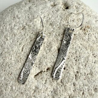 925 sterling silver long textured fused bar earrings 50
