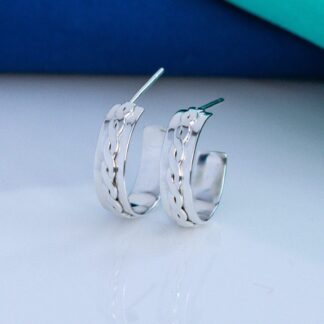 Celtic Sterling Silver Hoop Earrings, lightweight handmade silver