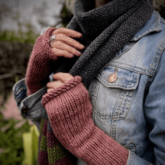 dusk pink handknit alpaca armwarmers