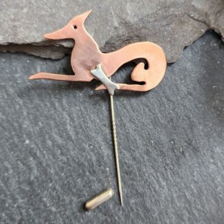 Greyhound-pin-in-copper-and-sterling-silver