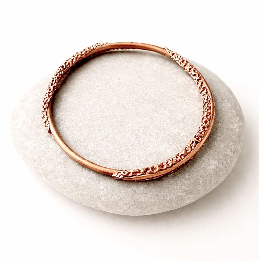 Copper and Bronze Handcrafted Organic Textured Bangles - Image 7