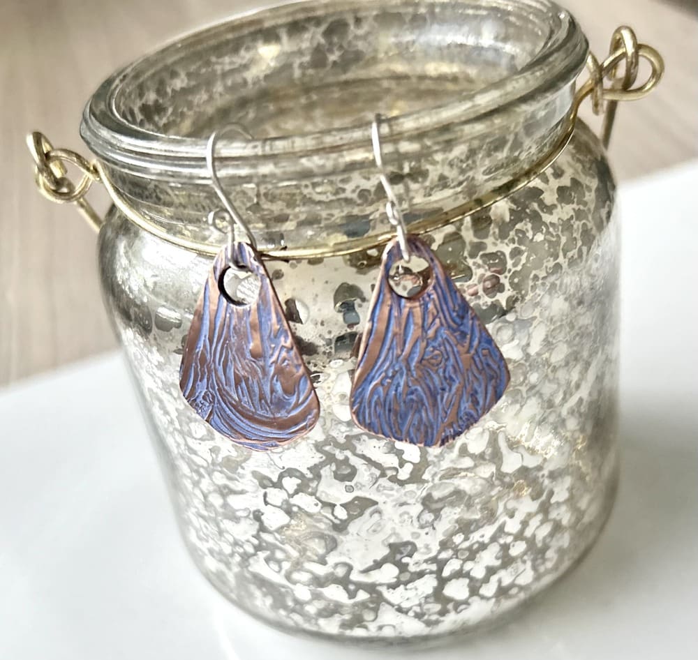 Copper Textured Earrings - Handcrafted - Image 4