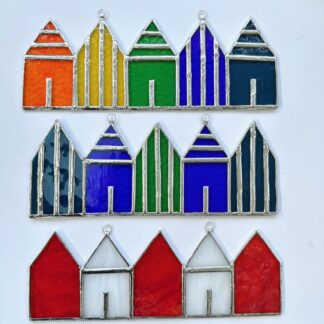 Stained glass beach hut suncatcher