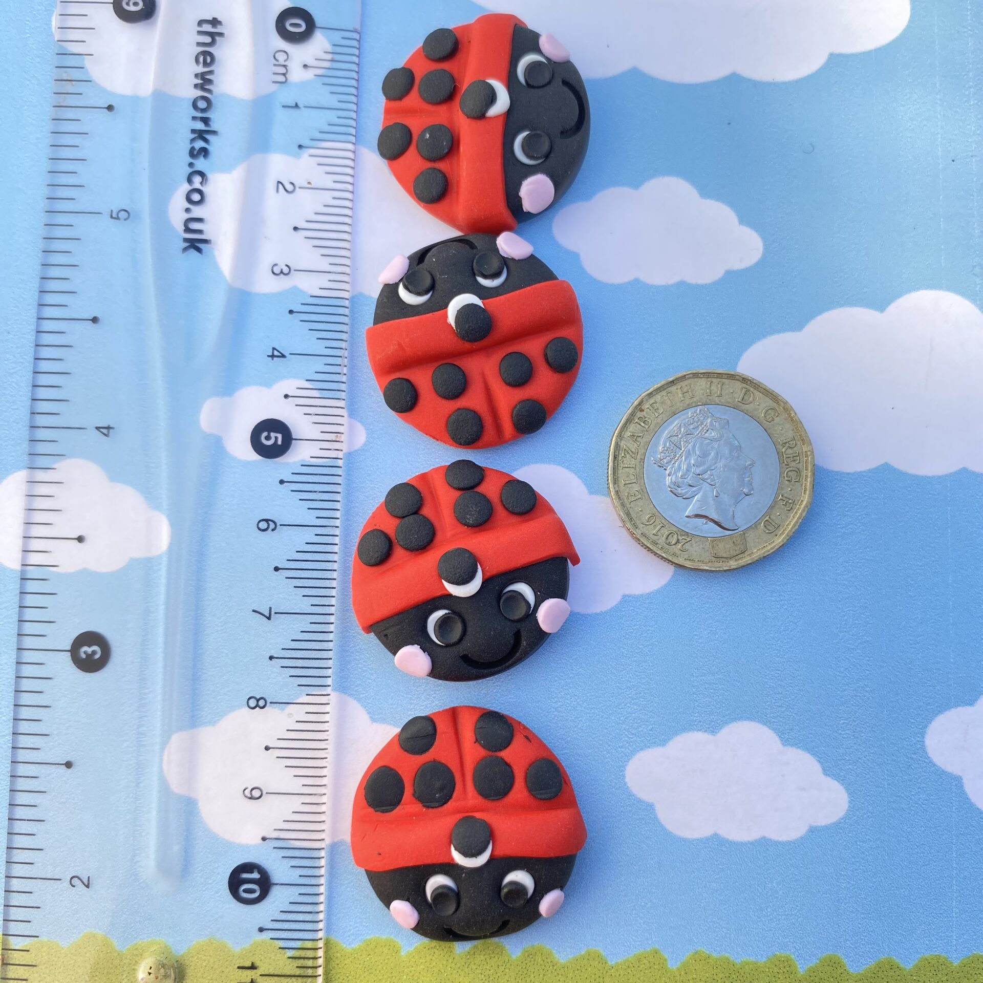 Miniature Ladybird Plant Pot Feet - Set of Four Handmade Indoor Risers - Image 4