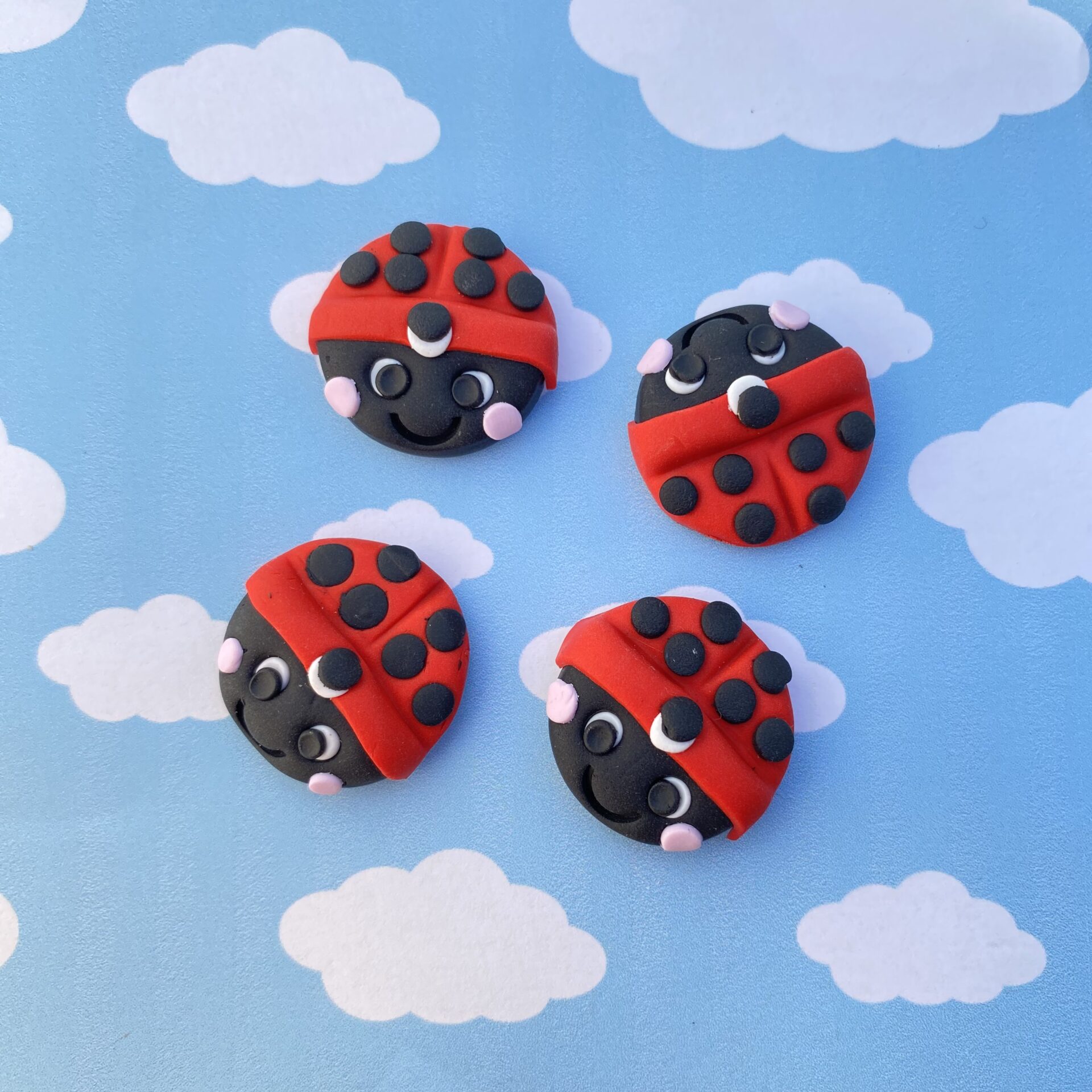 Miniature Ladybird Plant Pot Feet - Set of Four Handmade Indoor Risers - Image 2