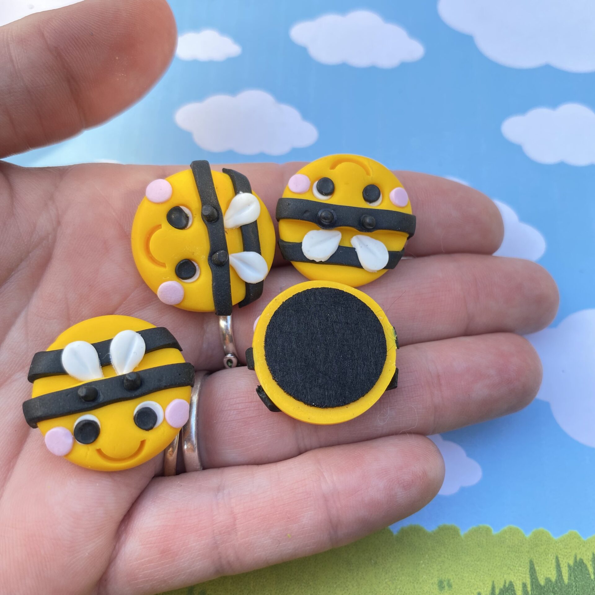 Miniature Bee Plant Pot Feet - Set of Four Handmade Indoor Risers - Image 3