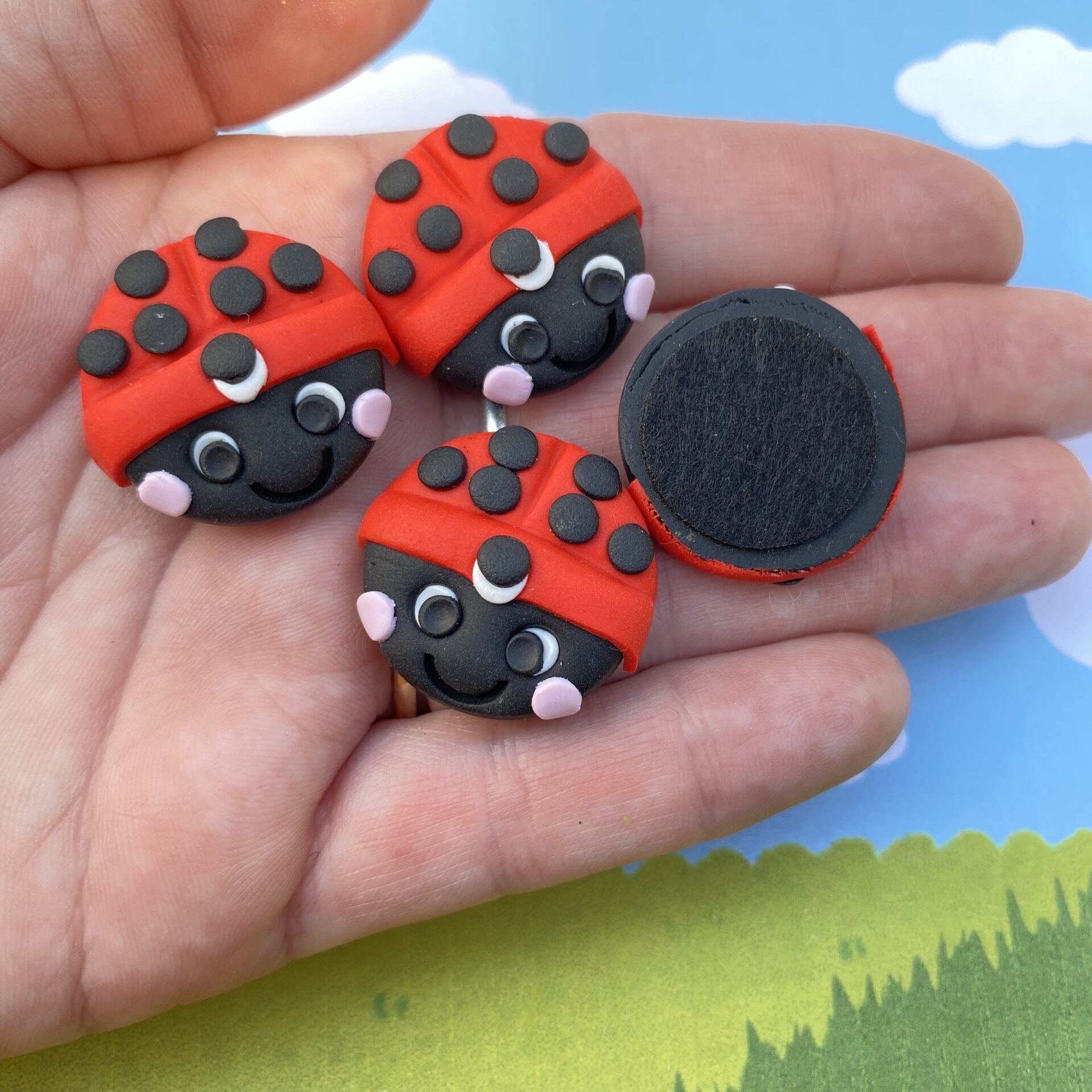 Miniature Ladybird Plant Pot Feet - Set of Four Handmade Indoor Risers - Image 3