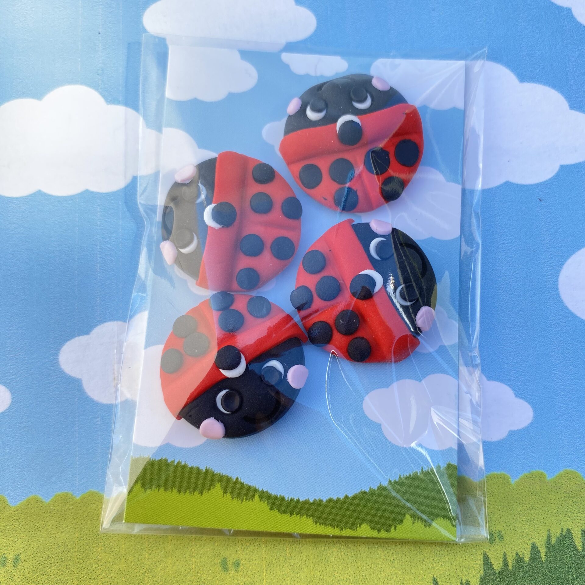 Miniature Ladybird Plant Pot Feet - Set of Four Handmade Indoor Risers - Image 5