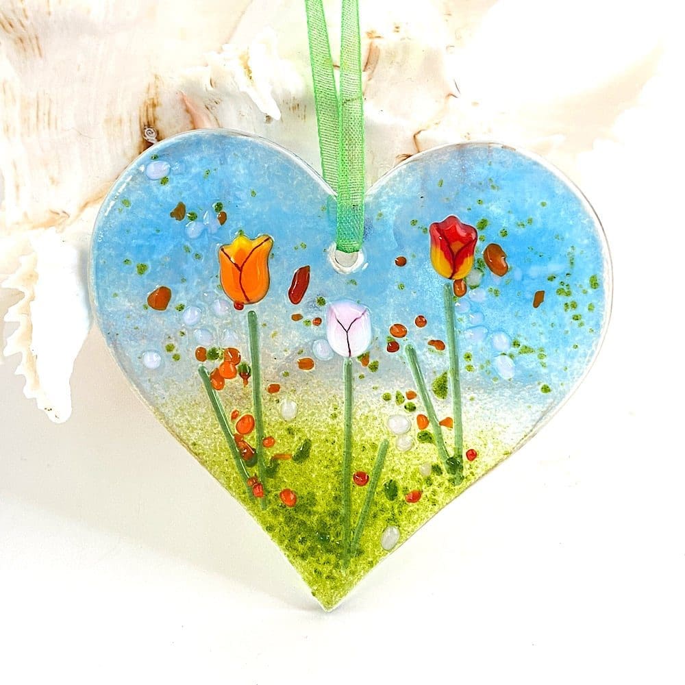 Fused Glass Flower Heart - Image 8