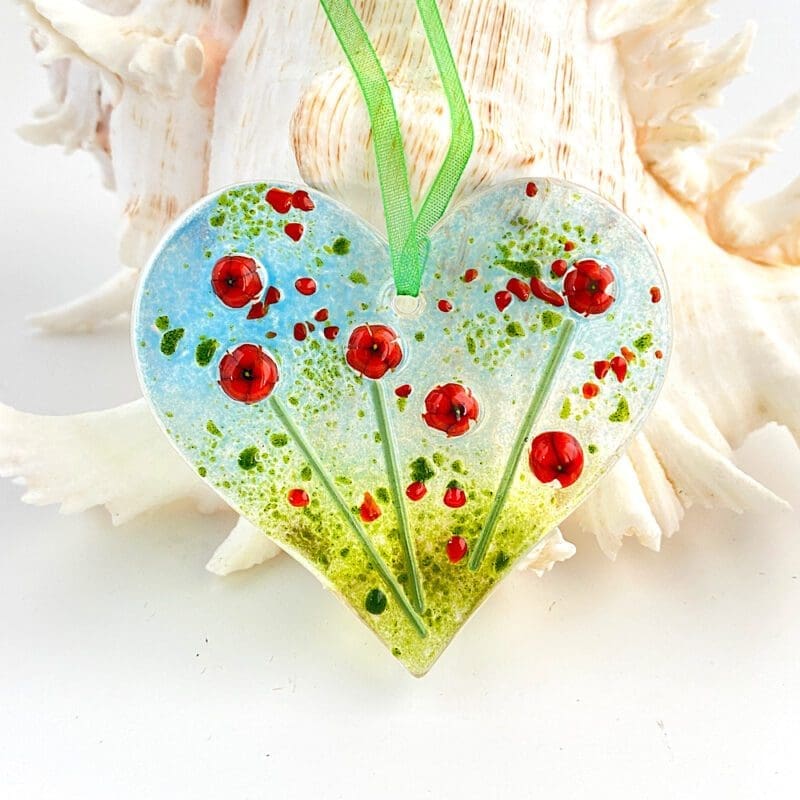 Fused Glass Flower Heart - Image 9
