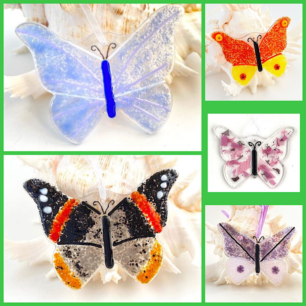 Fused glass butterfly suncatcher