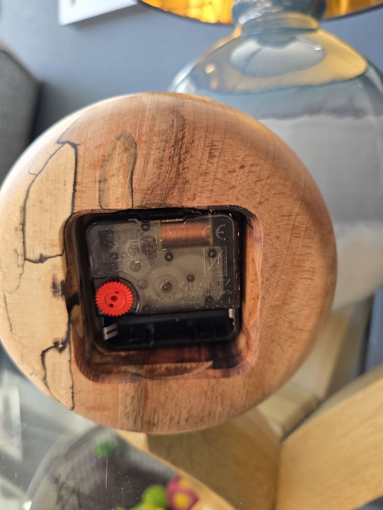 Sculptural Wooden Mantle Clock Flaming Beech - Image 3