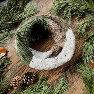 Colour blocks scarf in shades of textured browns and olive