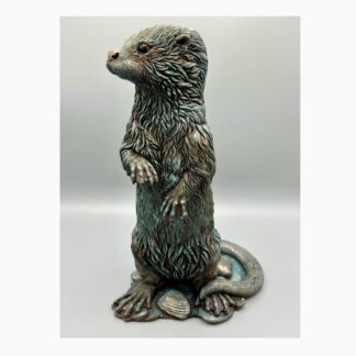 Otter Sculpture In Cold Cast Bronze With Verdigris Finish